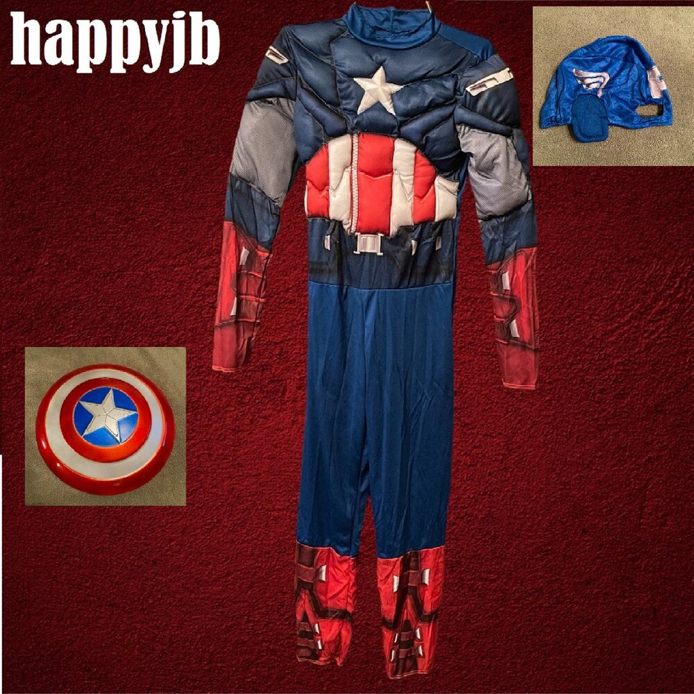 NWOT Captain America Avengers Costume Classic Muscle Halloween Youth L Large